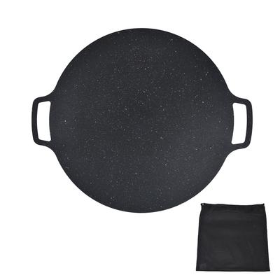 Korean BBQ Grill Pan Iron Nonstick Heat Resistant Round Grilling Tray for Pork Belly