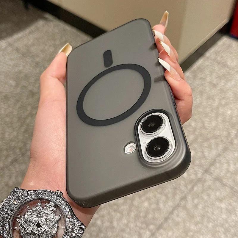 Matte Translucent Frosted Case For iPhone 16 15 14 13 12 11 Pro Max For Magsafe Magnetic Wireless Charging Ultra Thin Back Cover