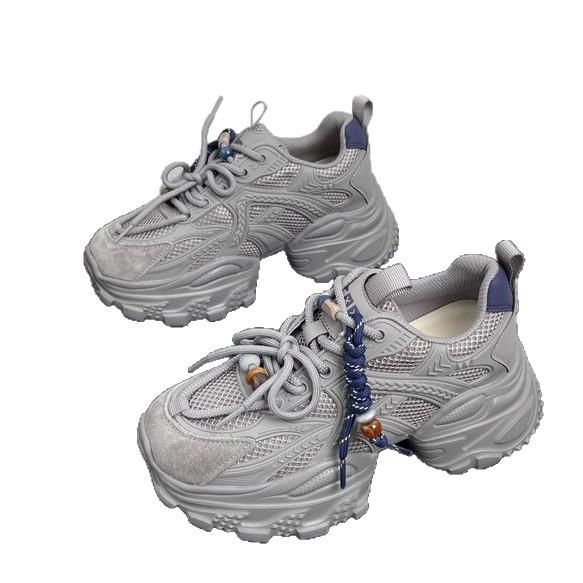 Thick-soled heightening dad shoes for women 2025 early autumn new mesh breathable and lightweight soft-soled sports and leisure shoes that are not tir