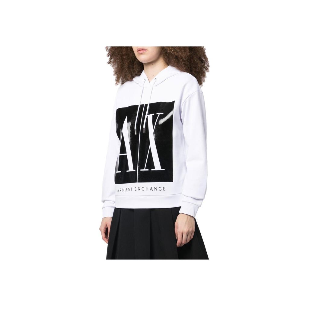 Armani Exchange SS23 Letter Print Hooded Casual Sweatshirt Women Sweatshirt White 8NYM14-YJ68Z-1000