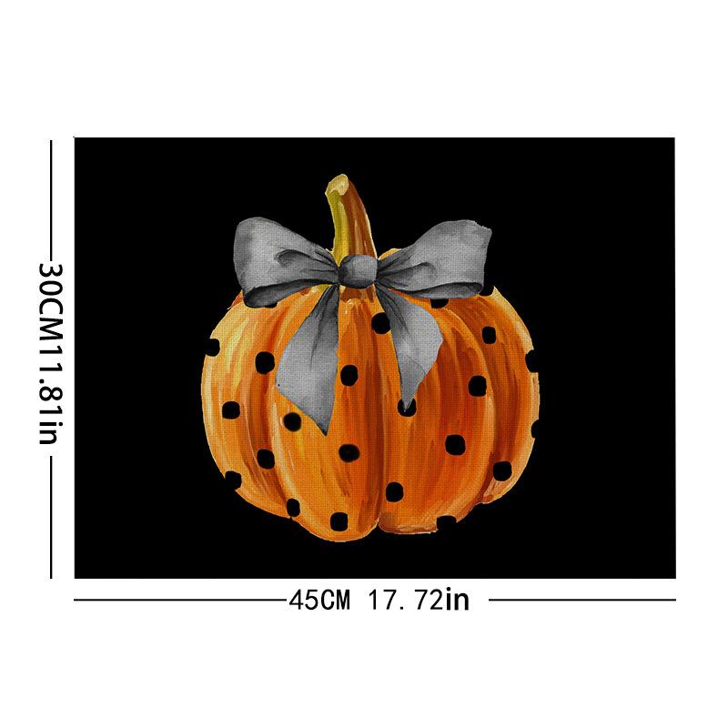 1pcs Creative Halloween Printed Linen Placemats Heat Resistant Non-Slip Table Mats Home Party Decor Classic Pumpkin Tablecloth