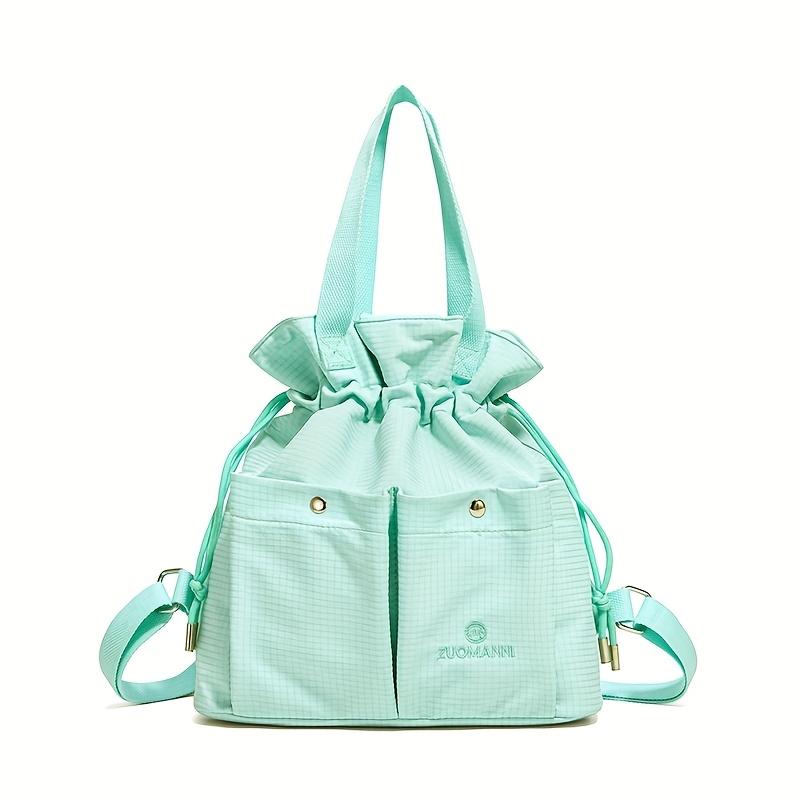 

Женская легкая сумка-шоппер на шнурке большой вместимости - регулируемый ремешок, повседневная стильная сумка для колледжа, путешествий, ежедневного использования синий