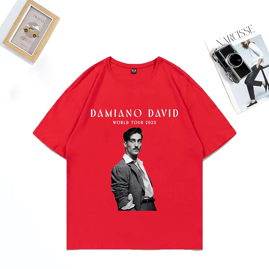

Damiano David World Tour 2025 Tshirt Unisex WOMEN Fashion clothes Street Hip Hop Short Sleeve Casual Top Oversized Cotton T Shirts S