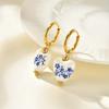 Retro Heart-shaped Porcelain Earrings for Women,Blue and White Imitation Pearl Chinese Cultural Earrings,Charm Jewelry Gifts