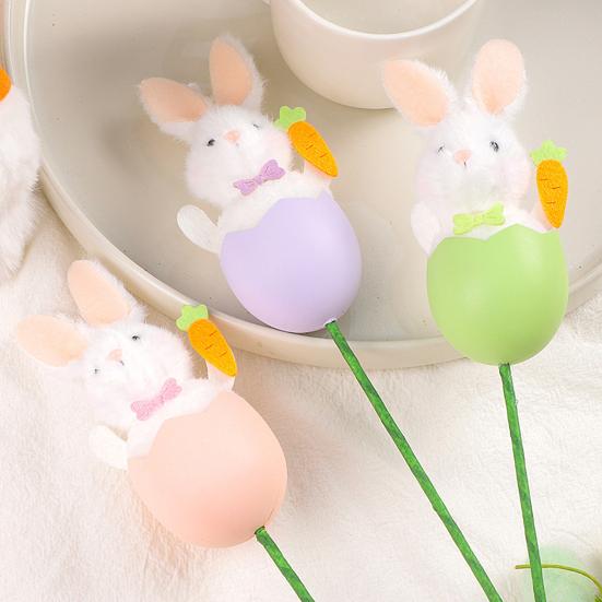 Easter Bunny Picks with Pastel Eggs DIY Floral Arrangement Decor Cute Spring Party Decoration Reusable Craft Accessories for Home Centerpiece