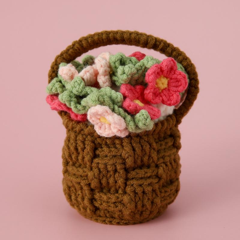 

2025 Crochet Flower Potted Rose Kintted Flower Coaster Crochet Flower Cup Mat Friends Gift Table Decor