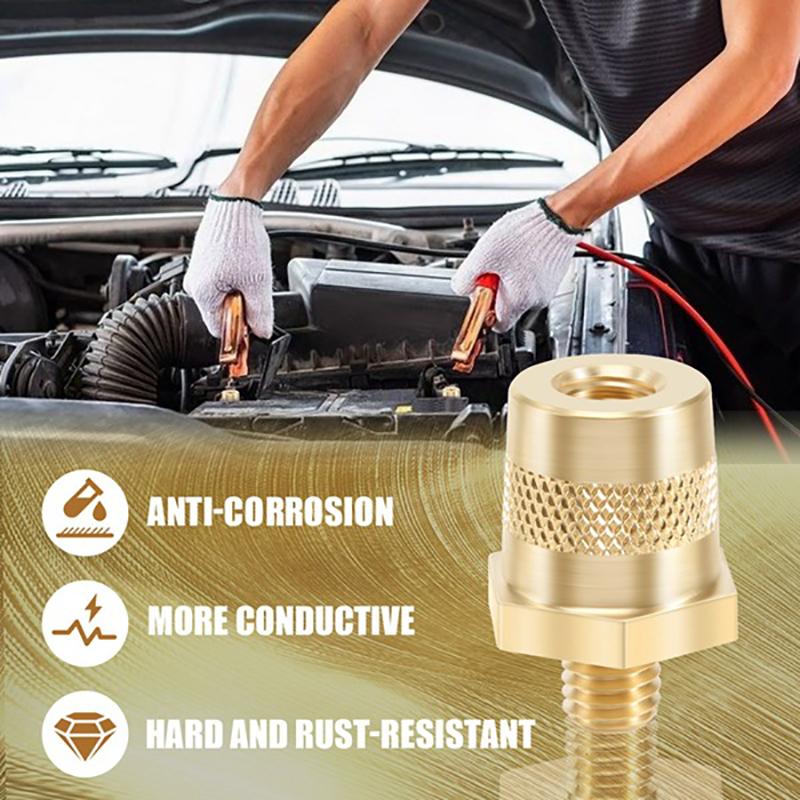 1Pair M8 Battery Pole Adapter Brass Terminal Bolt Connectors Car Battery Connection Terminals With Stainless Screws