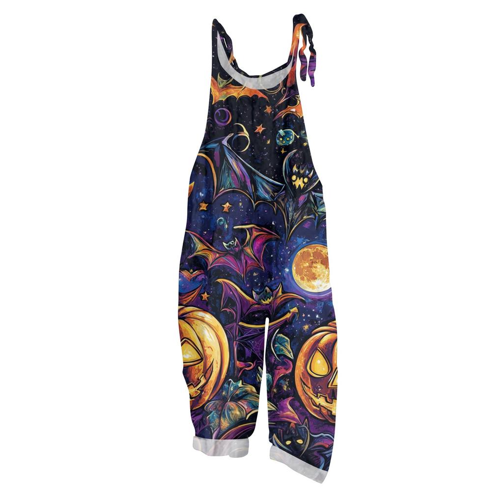 Women's Jumpsuit  Print Casual Loose Vintage Shoulder Strap Cotton Linen