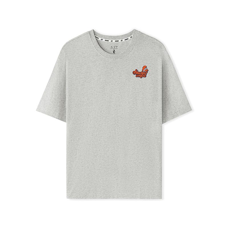 Skechers Fashionable Versatile Breathable Short Sleeve T-Shirt Unisex tops Light-White Gray L225U056-0248 M