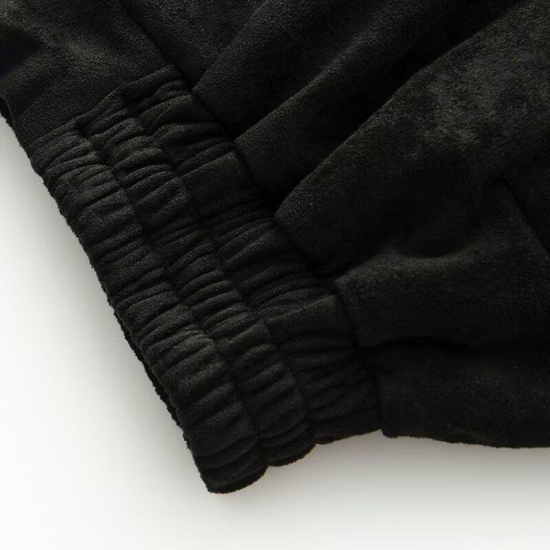 Kaslead New Women clothes Western Style Fashion Suede Fabric Bomber jacket Outerwear