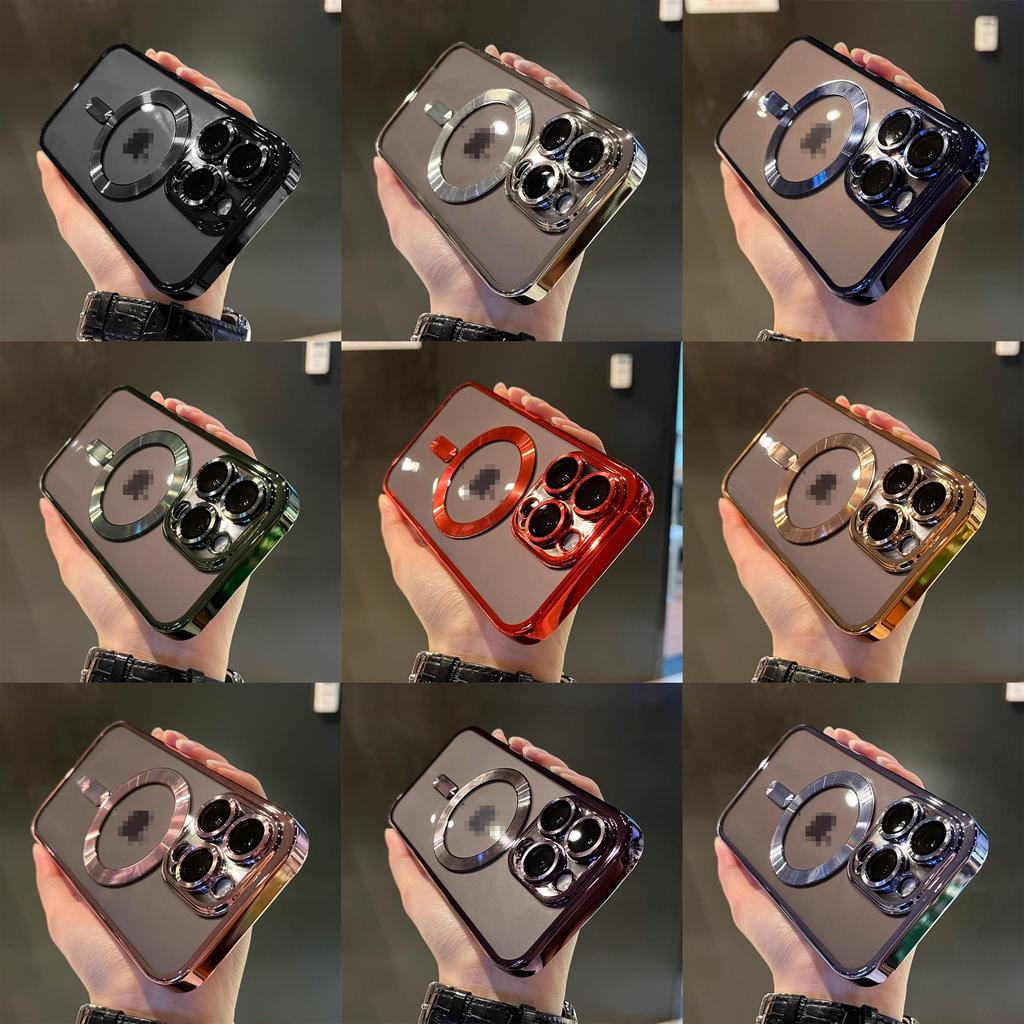 15 For Iphone Promax Magnetic Plating Clear Wireless Charging Shockproof Cover