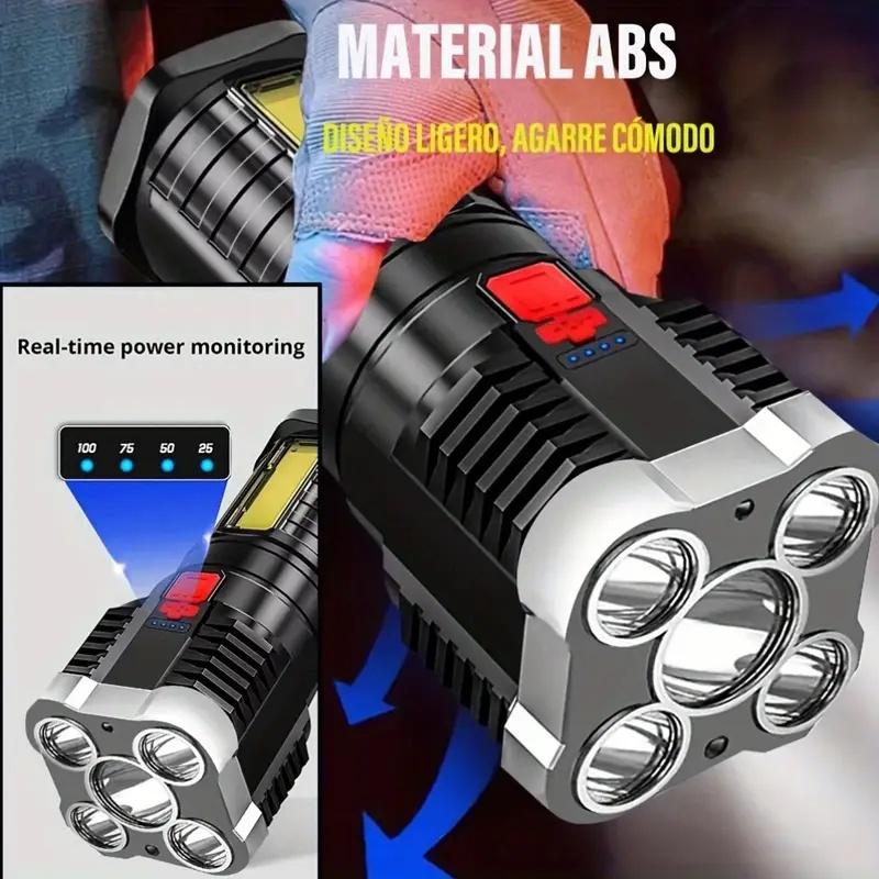 LED Flashlight USB Charging, COB Side Lights, Portable Handheld Torch for Emergencies Rechargeable Flashlight