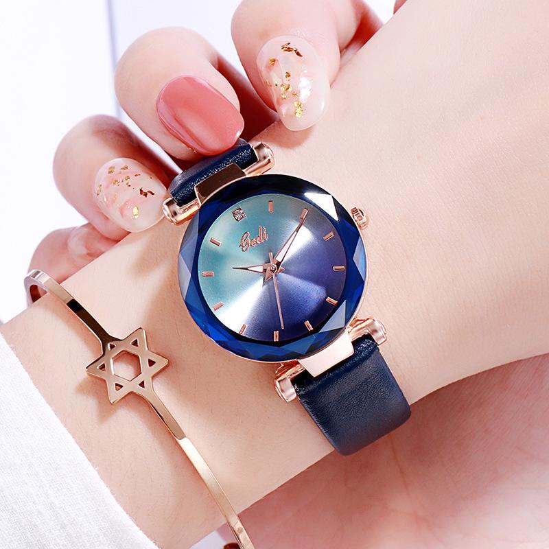 Gradual Change Color Disc Belt Women'S Watch, Waterproof Quartz Student Watch, Fashionable And Fresh Women'S Watch
