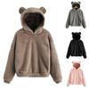 Winter Autumn Pullovers Women Long Sleeve Rabbit Plus Size Ear Wool Hood Sweatshirt Plush Warm Hoodie