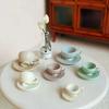 1Pcs Dollhouse French Retro Mini High Foot Relief Mark Coffee Cup With Handle Miniature Scene Decoration High End Stemmed Mugs