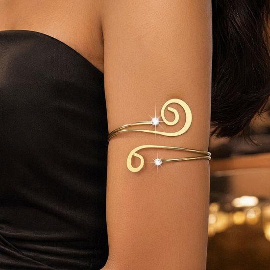 Spiral Upper Arm Cuff Bracelet, Minimalist Rhinestone Coil Open Arm Bangle Bracelet, Adjustable Arm Band Jewelry