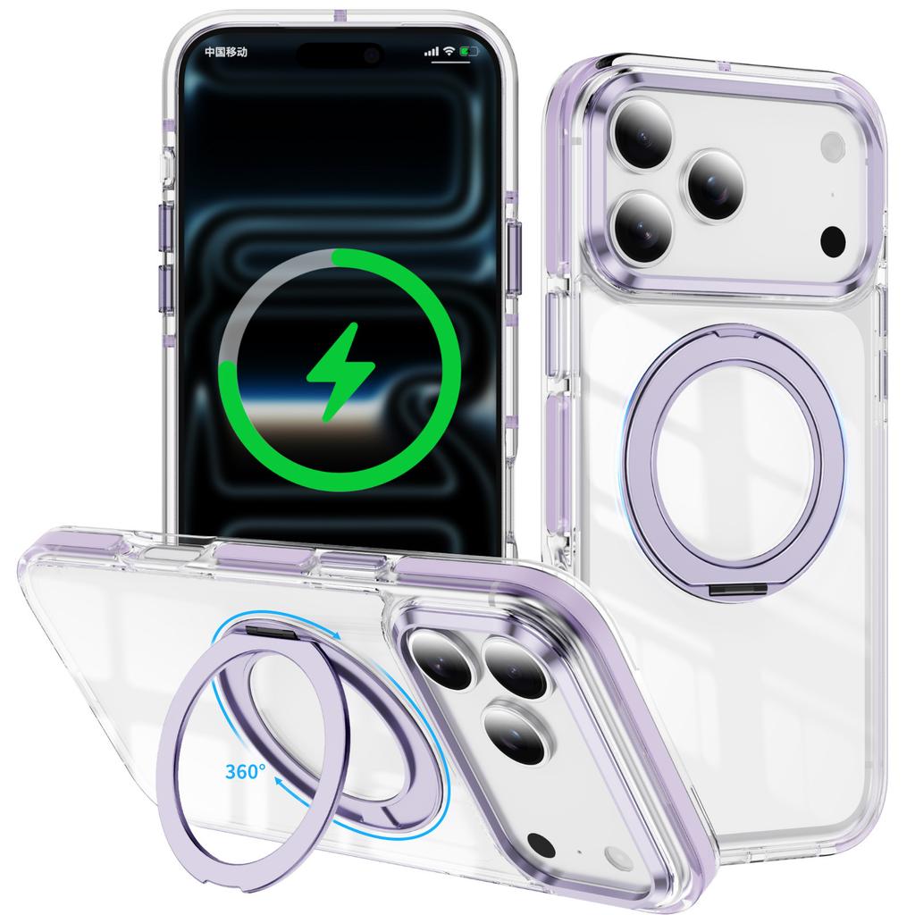 Applicable To iPhone17Pro Mobile Phone Case Two-color Symphony Gear Bracket 16Pro Magnetic Suction 15 Anti-drop 14 Protective Case