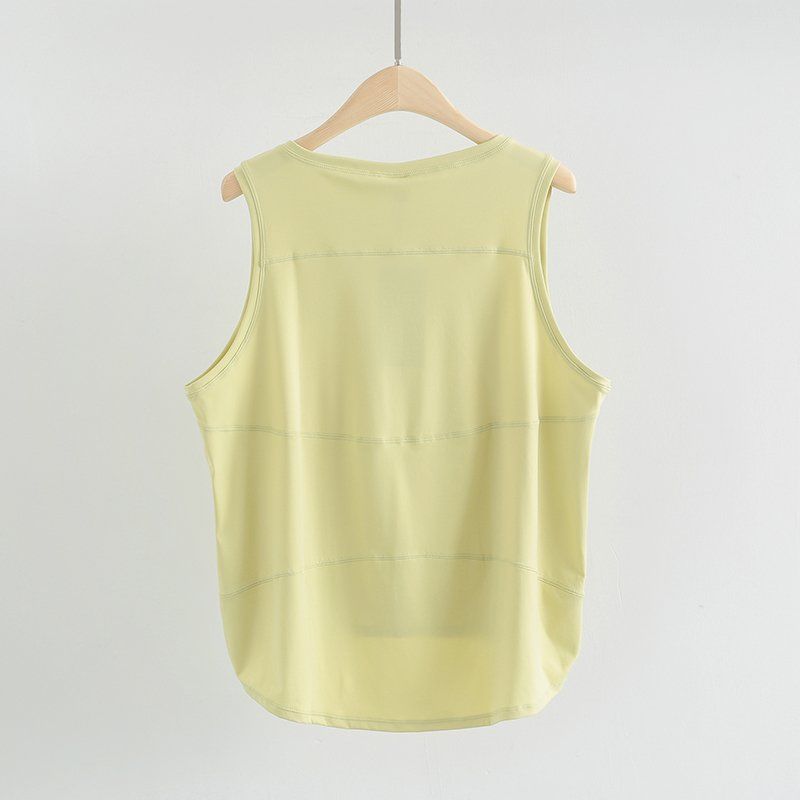 

Professional Yoga Clothes Women Overfit t-shirt Outer Wear Running Fitness Top Breathable Vest Sleeveless Sports Cover up Summer Yellow L