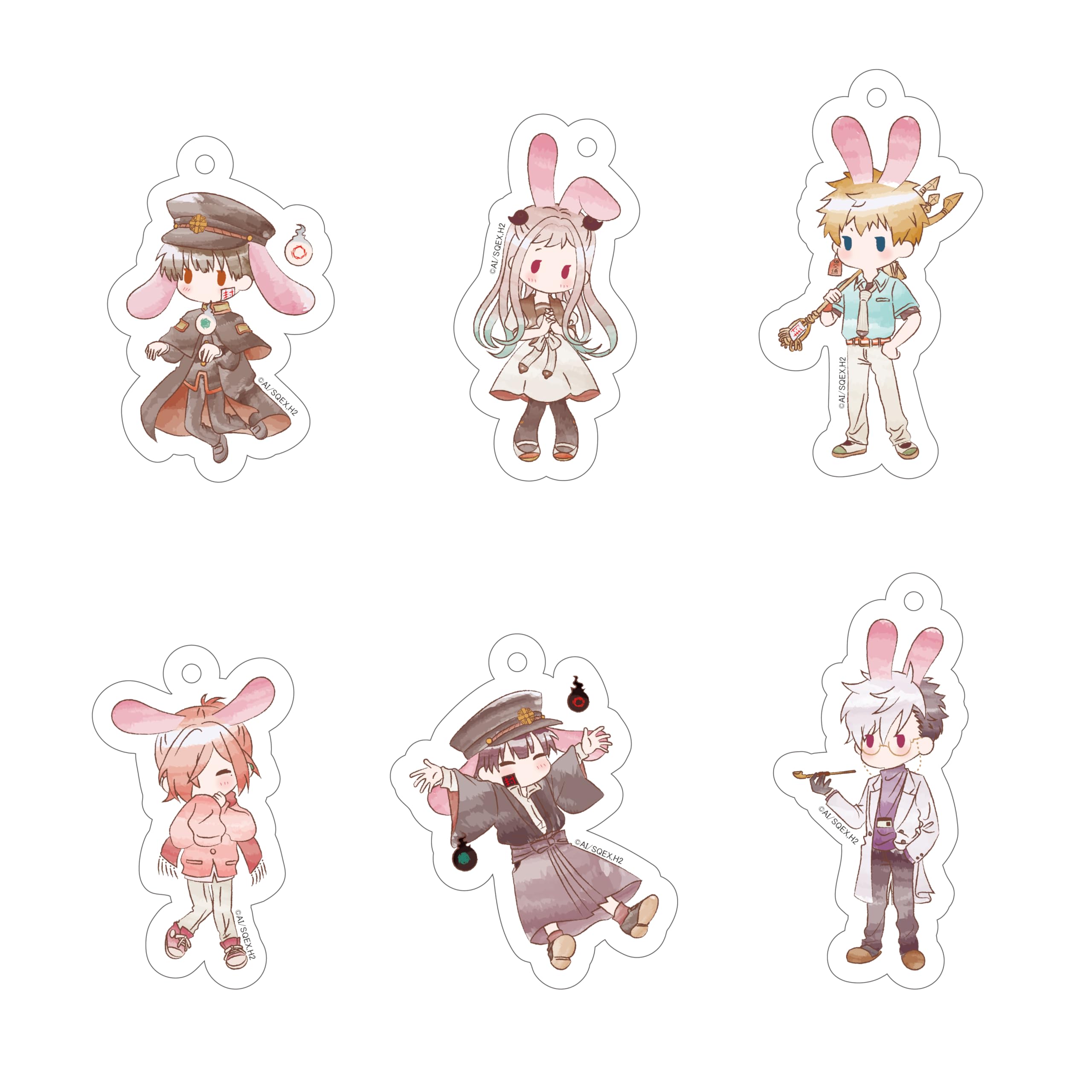 ТВ Аниме «Проклятый дом Ханако-куна 2» Ретро Акриловый Брелок Том 2 Коробка из 6 Штук