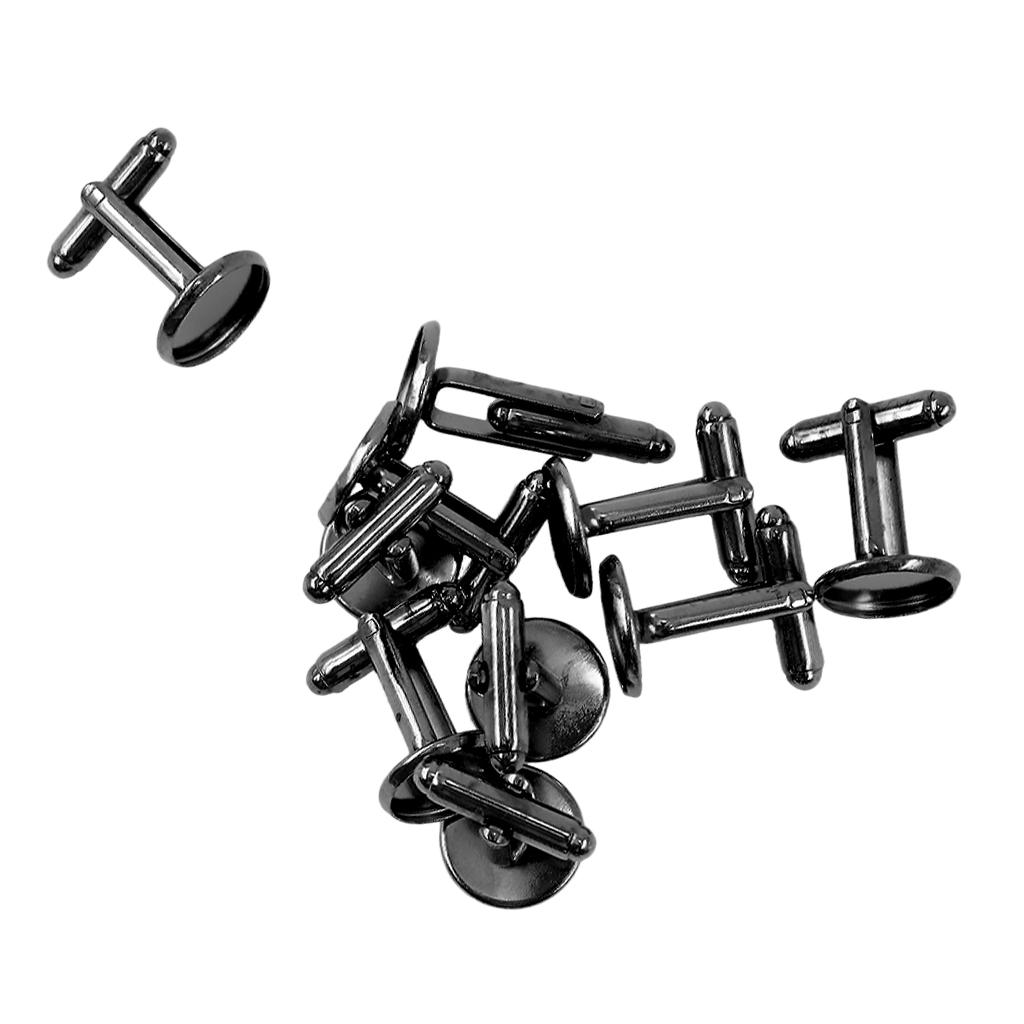 10pcs Cufflinks Blanks Settings Fits (1/2") 12mm Cabochons Cuff Links Bezel