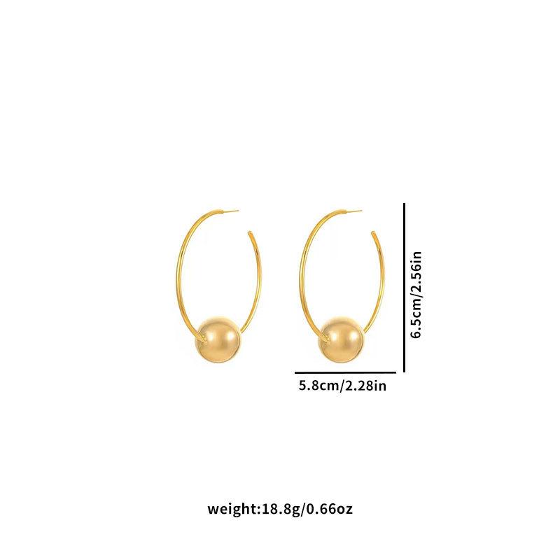 Exaggerated Metal Ball Large Earrings Earrings, High-End Silver Needle Earrings, Simple And Cold Wind Earrings, Jewelry