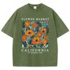 Flowers Market California Prints Washed TShirts Womens Cottontops Comfortable ONeck Oversize T Shirts Fashion Womans Clothes