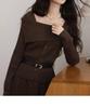 Elegant One-Shoulder Knit Suit Skirt - 2025 Two-Piece Date Outfit