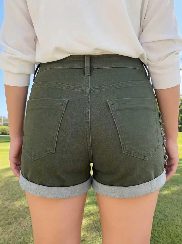 High-Waisted Women's Elastic Denim Street Style Shorts