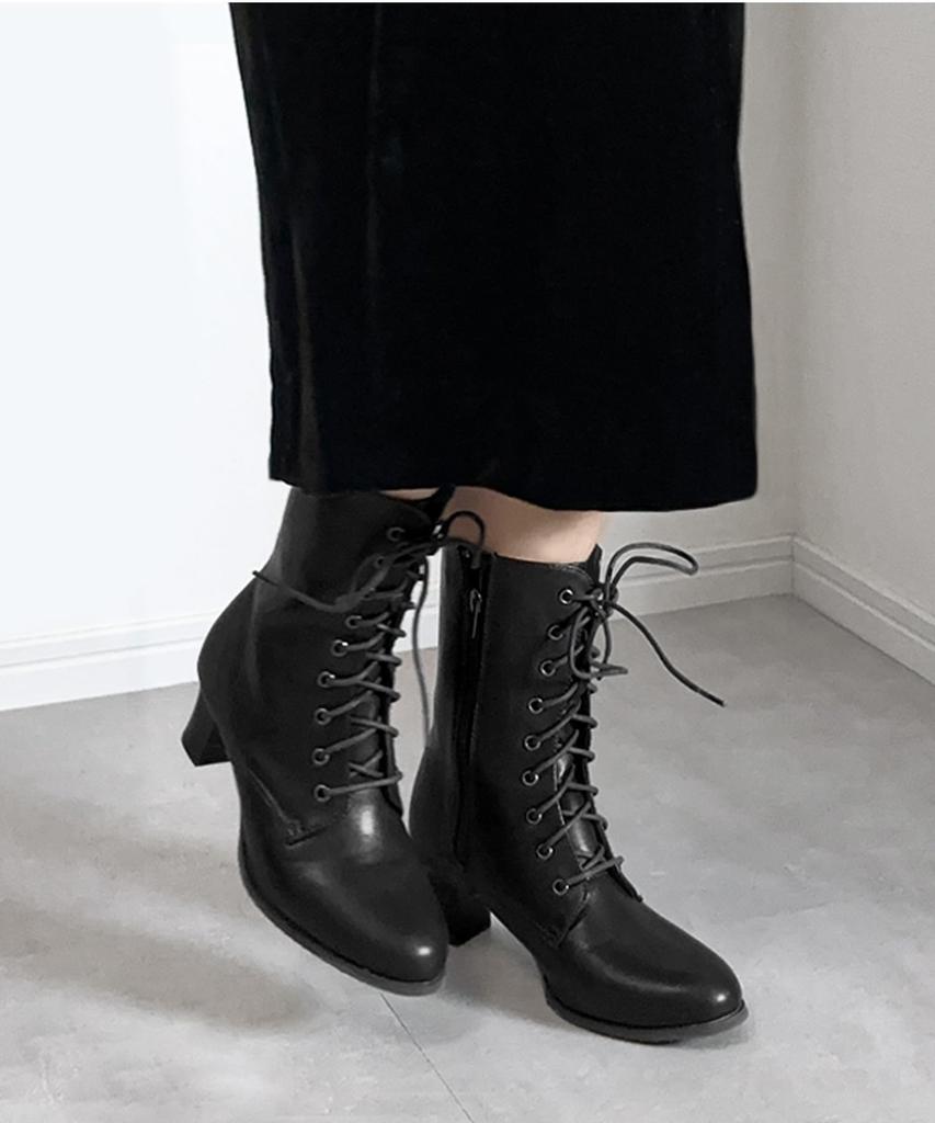 Hakama Hakama Graduation [KYOETSU] Boots, Lace-up Boots, Boots, Ceremonies, Women's (24.0cm, Black)