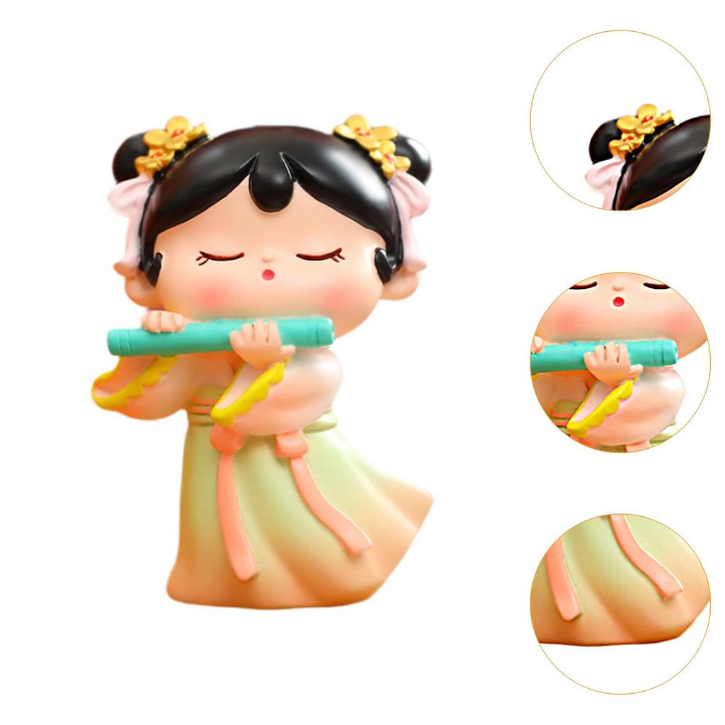 Traditional Chinese Tang Girl Figurine Small Statues Collection Cute Girl Sculpture for Bedroom Tabletop Tabletop Decoration