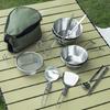 Stainless Steels Cups Plates Forks Spoons Camping Cutlery Set Outdoor Cooking Tableware with Plates Bowls Easy to Use