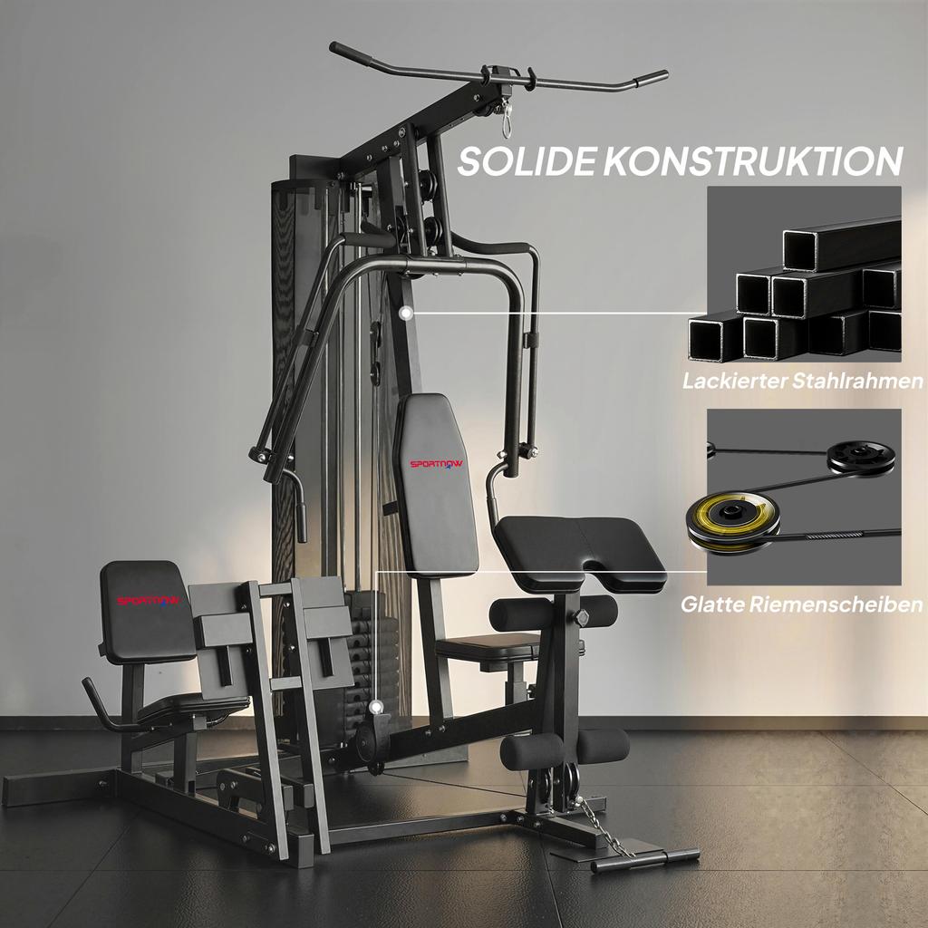 Power Rack Stazione Fitness con Lat Pulldown Barra Butterfly Pesi 65kg Cavo fino a 120kg