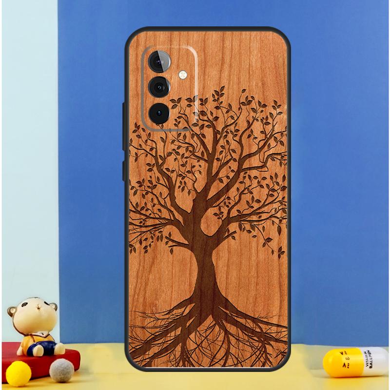 Tree Flower Bamboo Wood Case For Samsung Galaxy A14 A24 A34 A54 A53 A33 A13 A52 A32 A22 A12 A71 A51 A15 A25 Coque