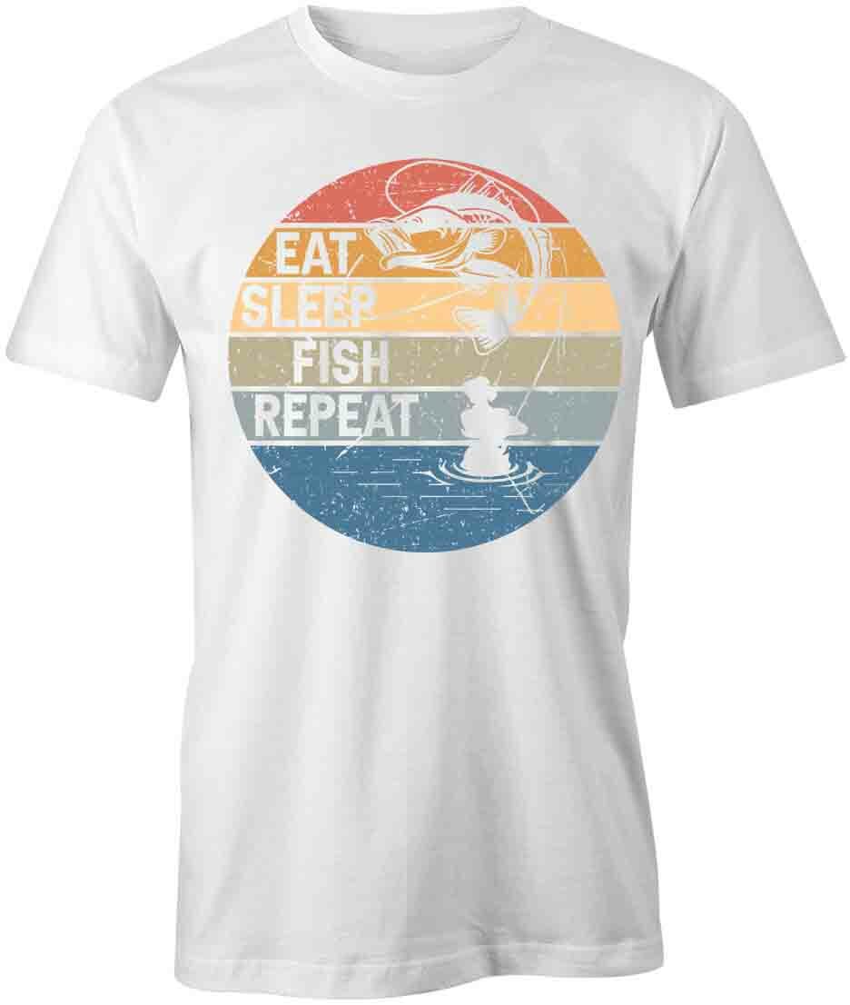 EAT SLEEP FISH TShirt Tee Short-Sleeved Cotton CLOTHING FISHING S1WCA79 XL