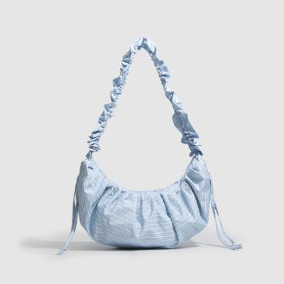 2025 New Fashion Versatile Shoulder Striped Messenger Bag Women's Large Capacity Pleated Niche Design Handbag Bag Tide