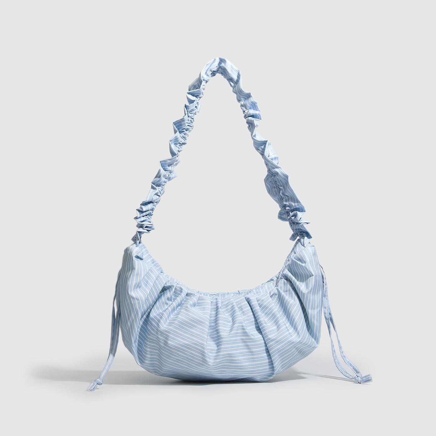 2025 новая модная универсальная полосатая сумка-мессенджер через плечо женская большая вместимость плиссированная нишевый дизайн сумка-сумка тренд