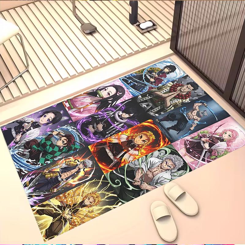 Demon Slayer Print Rug, Washable Floor Carpet, For Entryway Dorm Laundry Room Office Study, Home Decor Birthday Christmas Gift