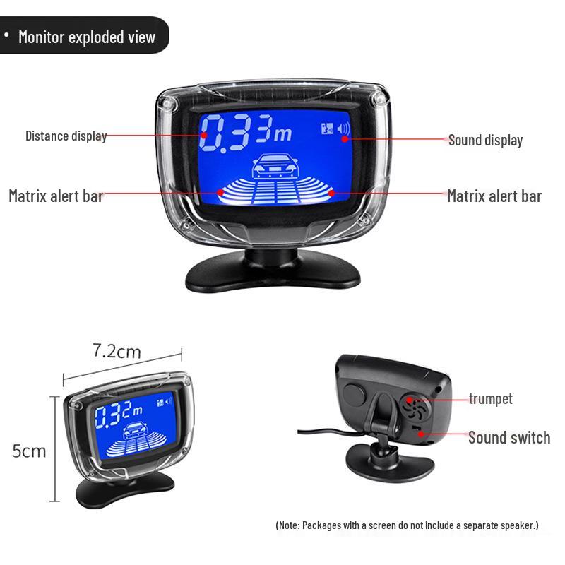 LCD Blue Light 8-Probe Buzzer Reversing Radar for Cars