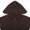 Cárdigan Cálido con Capucha y Cremallera para Mujer Otoño Invierno Bolsillos Chaqueta Color Sólido Tops Cortos con Temperamento