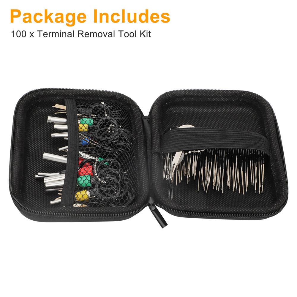 100x Terminal Pin Removal Tool Kit Electrical Wire Connector Pin Extractor Tools