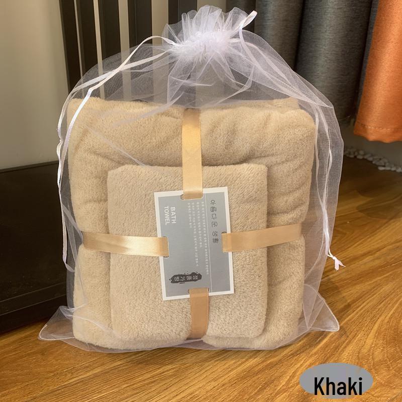 

High-Density Coral Fleece Bath Towels - Absorbent Parent-Child Set & Handheld Gift for Adults Towel 35x75cm хакі