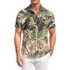 Casual losvallend herenshirt met korte mouwen, tropische bloemenprint, knoopsluiting, voor zomer, strand, buiten