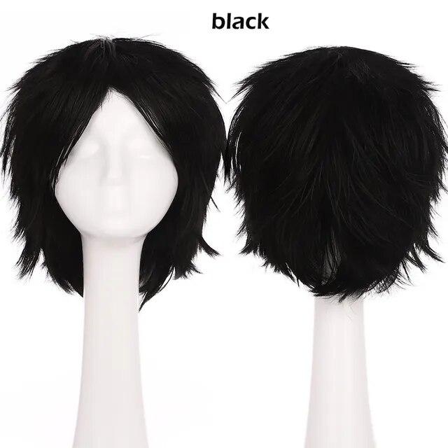S-noilite Synthetic Short Wig Blue Brown Black Women Men Cosplay Costume Party Head Wigs Hair