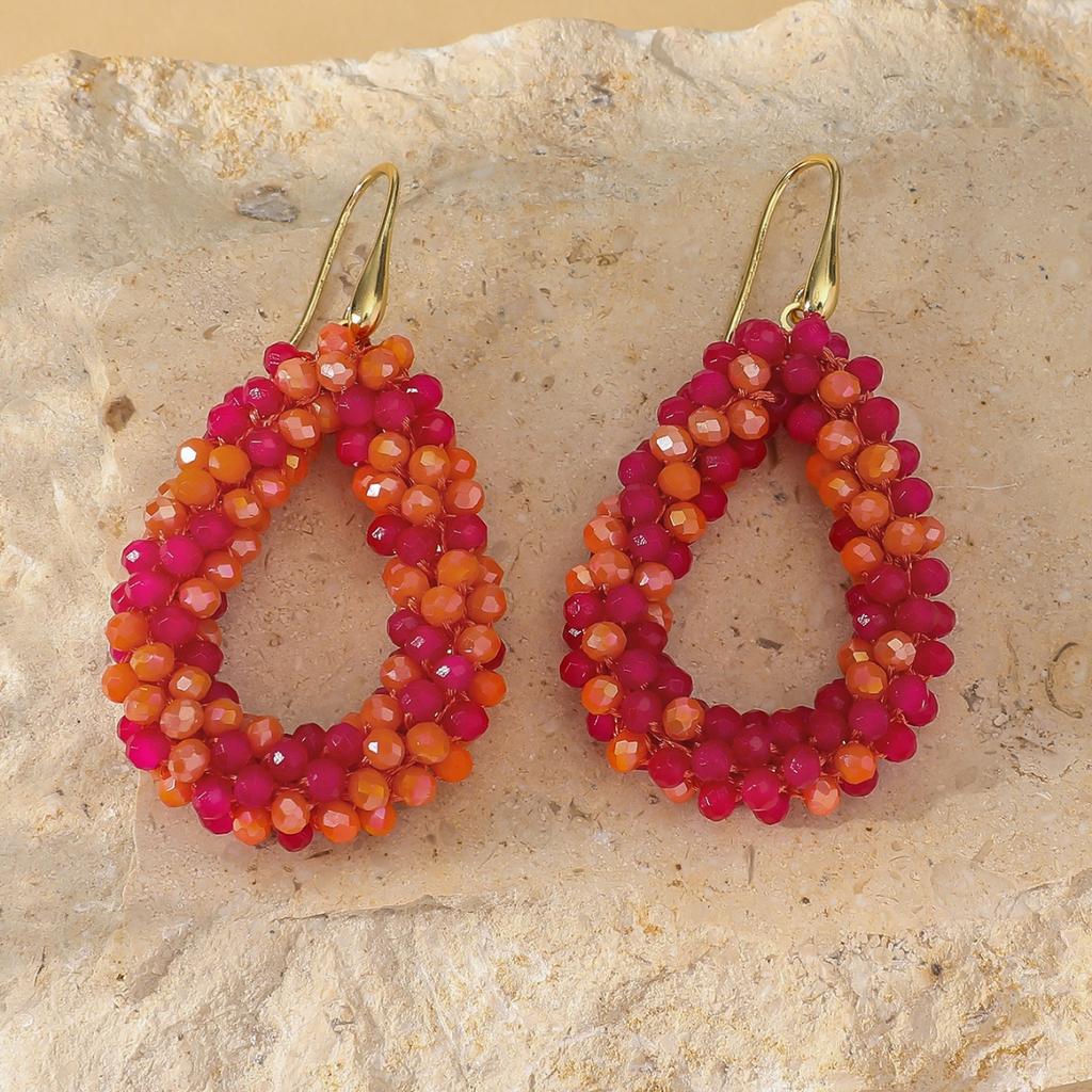 Orecchini Pendenti a Goccia Multicolore Stile Boho per Donna Eleganti Orecchini Pendenti con Perline di Cristallo Fatti a Mano Gioielli per Festa in Spiaggia Estiva