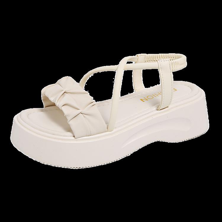 

One-pedal elastic strap sandals women s 2025 summer new outer wear with skirt fashionable thick-soled Roman strap sandals 41