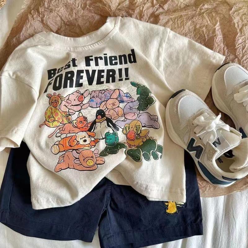 Kids' Cotton Cartoon Korean-Style Short Sleeve Summer T-Shirt