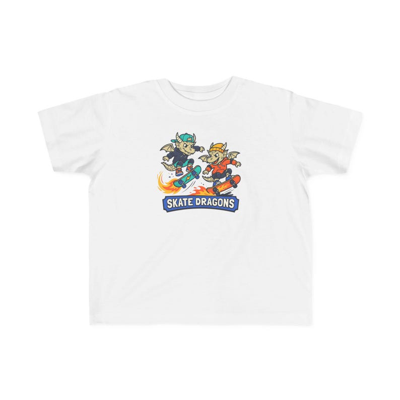 Skate Dragons toddler t-shirt | playful skateboarding dragon characters 100