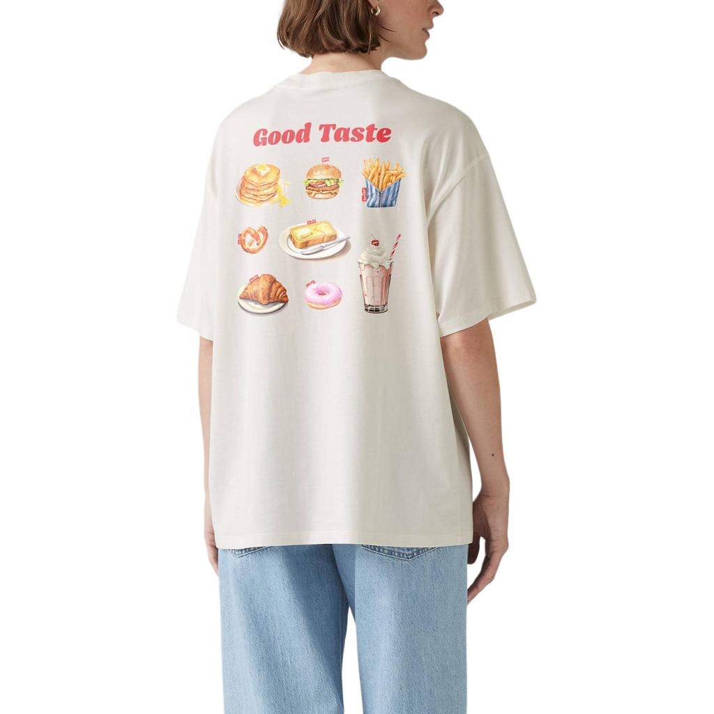 Levis Loose Simple Comfortable Food Pattern Round Neck Short Sleeve Drop Shoulder T-Shirt Women T-Shirts A4924-0096