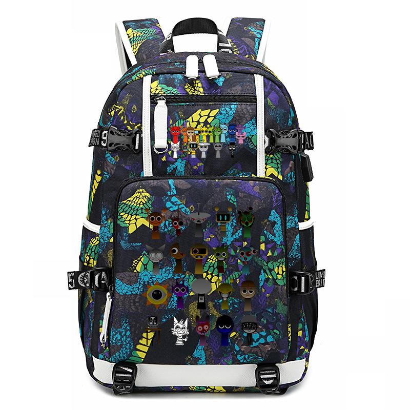 Student Schoolbag Creative Game Music Box Cartoon Weekly Printing Lace Lightweight Spine Backpack