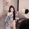 Y2k Sexy Oversize T-Shirt Damen Streetwear Print Langarm Basic Oberteil Dame Herbst Winter Koreanische Mode Übergroße T-Shirts Shirt